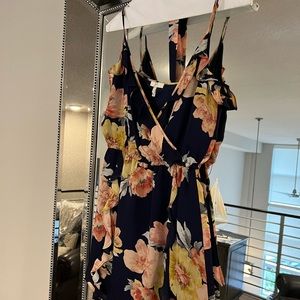 Navy floral mini dress